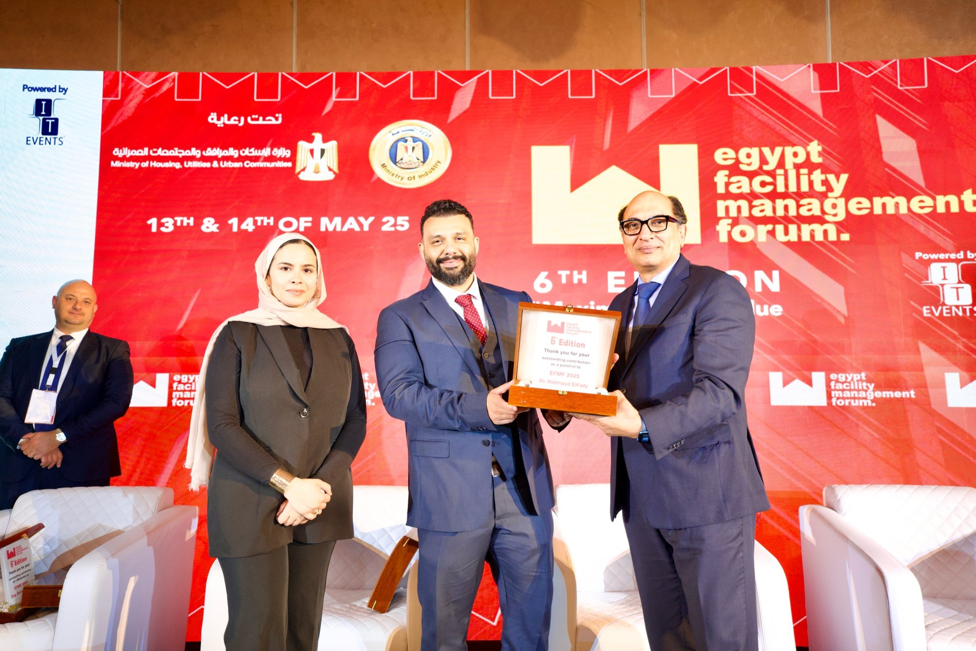 Mahmoud Elkady receiving recognition at the Egypt Facility Management Forum